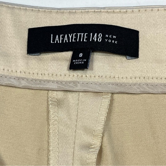 Lafayette 148 New York Tan Straight Leg Trousers 8 - Picture 5 of 10